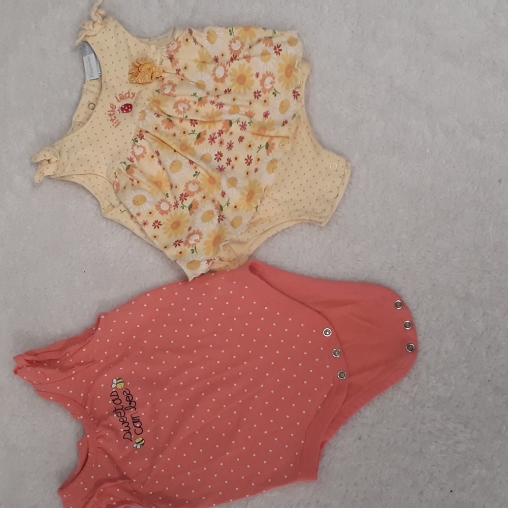 Jumping Beans and Vitamins Babies Girls Bundle of 2 Onsie Bodysuits Size 3 Month
